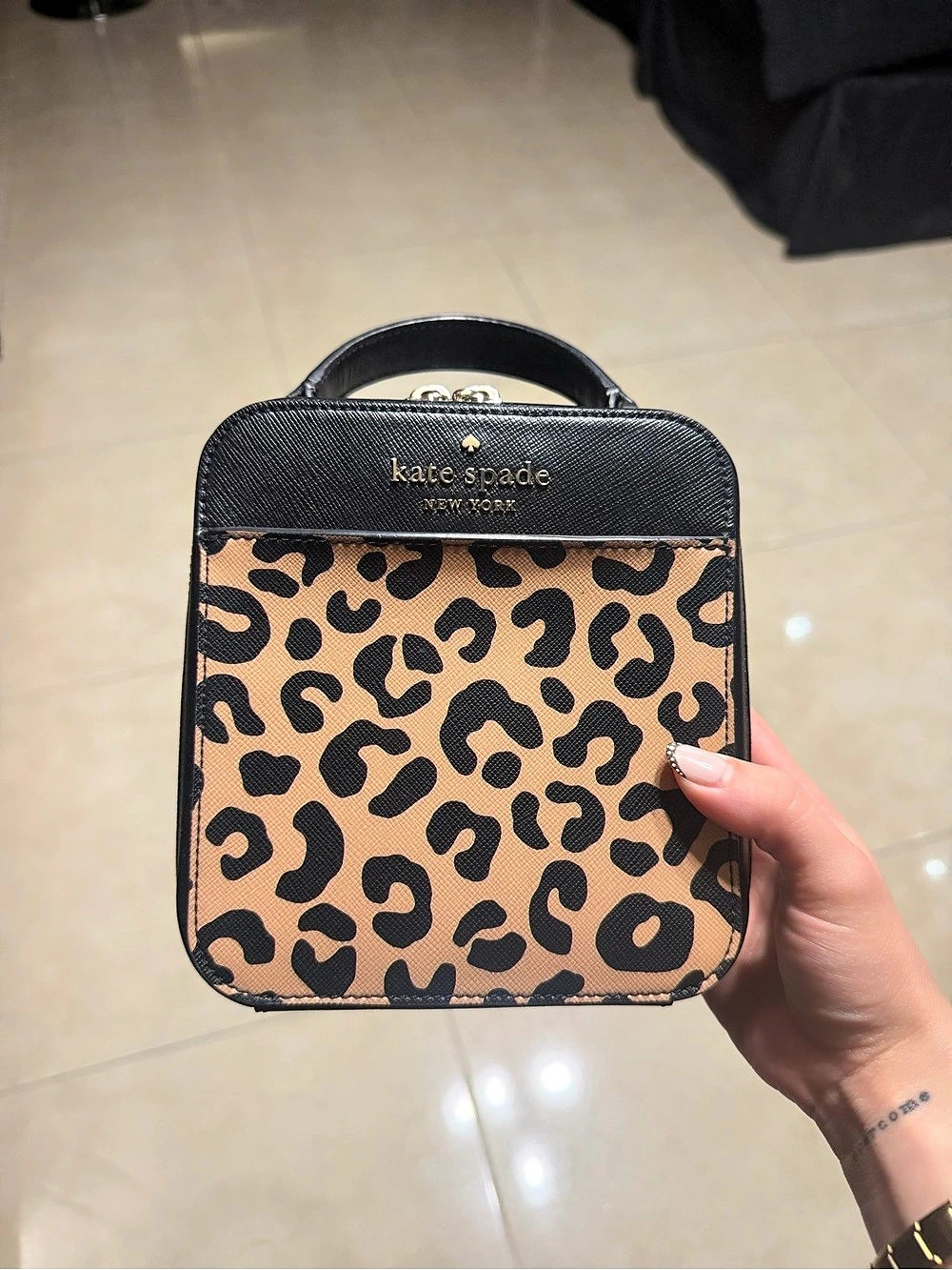 Kate Spade Leopard Print Crossbody Bag in Brown & Black